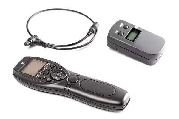 Remote control shutter camera on white