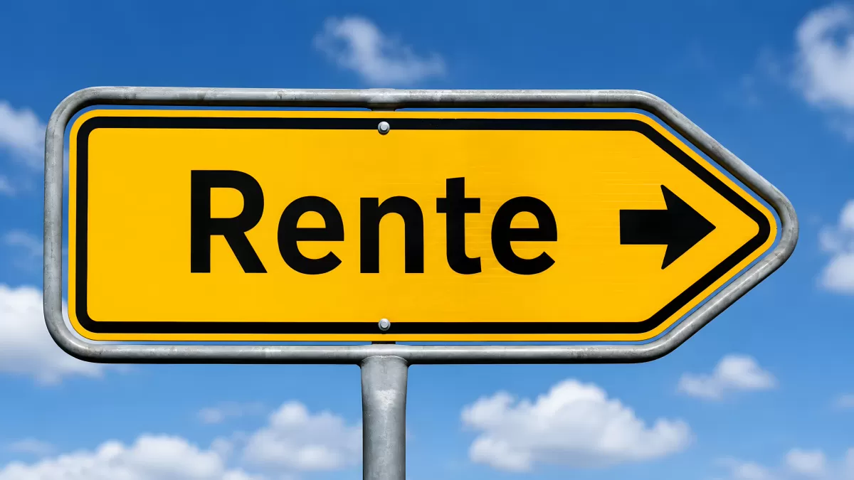 Rente: Gelbes Straßenschild mit Pfeil