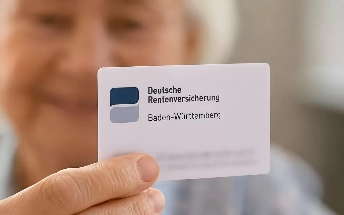 Rentenversicherungskarte Baden-Württemberg in der Hand