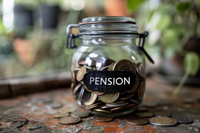 Rentenvorsorge mit Münzen im Glasgefäß