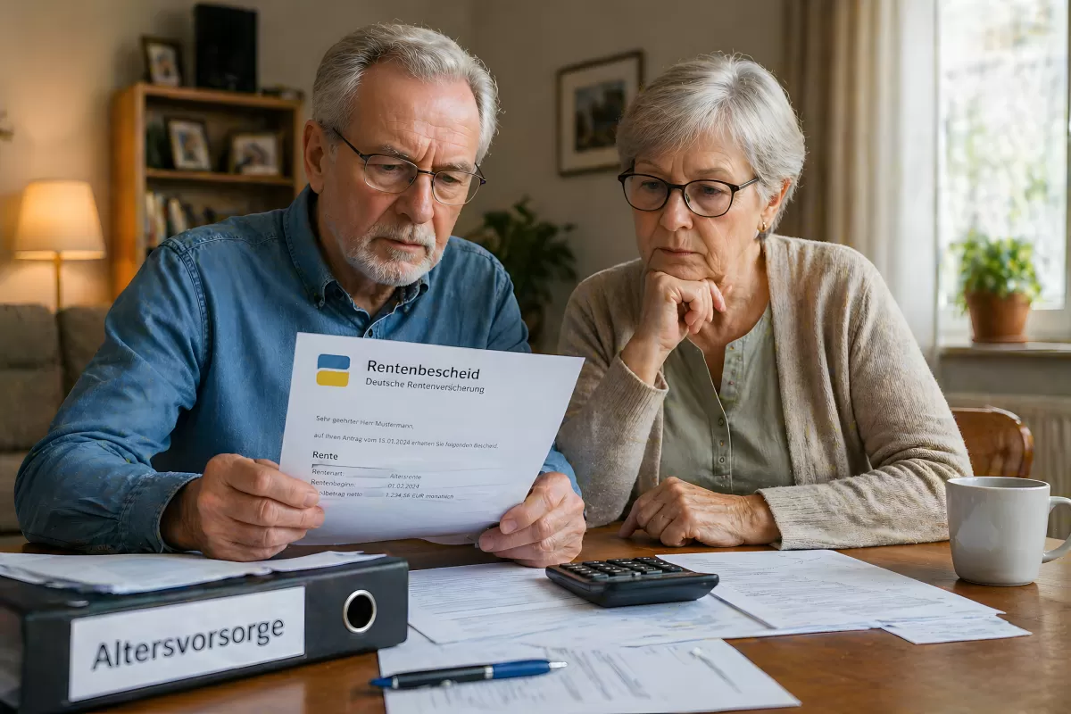 Rentner prüfen Rentenbescheid der Deutschen Rentenversicherung
