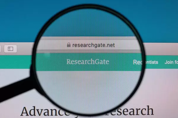 ResearchGate website under magnifying glass