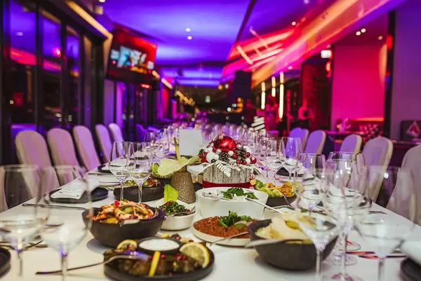 Restaurant Holiday Christmas Table Serving For Event