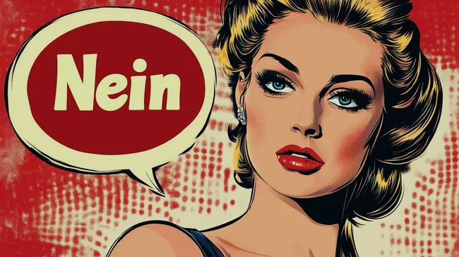 Retro-Pop-Art-Porträt mit 'Nein'-Sprechblase