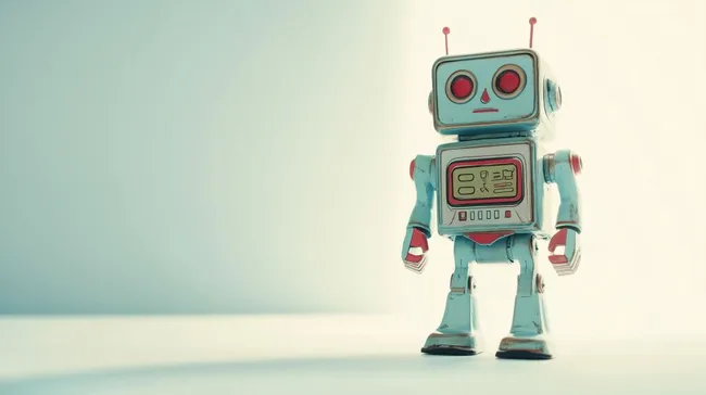 Retro-Roboter in Pastelltönen: Hochauflösendes Stockfoto