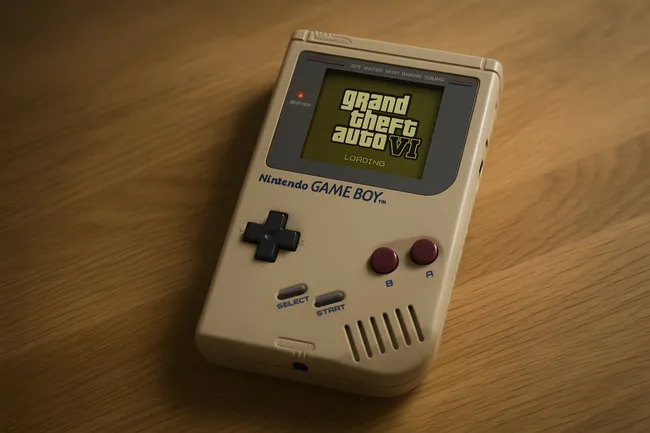 Retro-Spielkonsole mit Klassikspiel-Startbildschirm