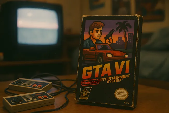 Retro-Videospielkassette 'GTA VI' für Nintendo