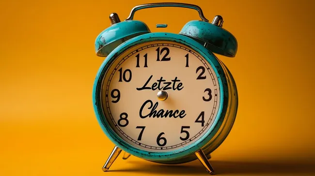 Retro-Wecker mit Aufschrift 'Letzte Chance'