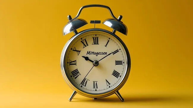 Retro-Wecker mit Mittagessen-Beschriftung