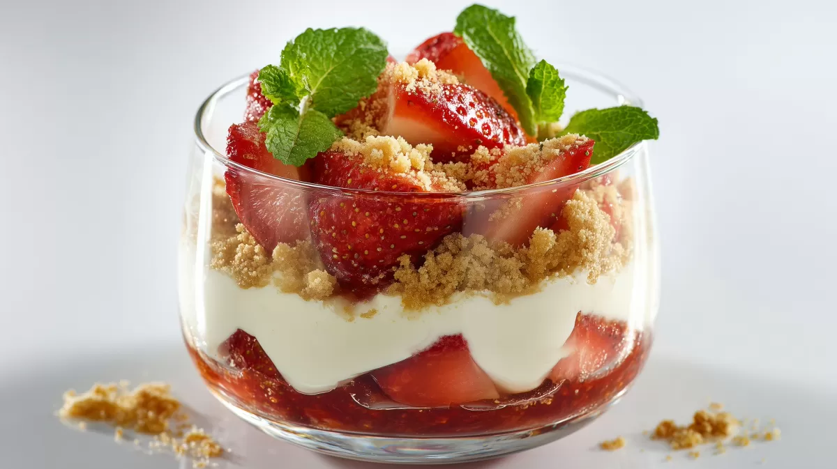 Rhabarber Erdbeer Trifle mit Mascarpone im Glas