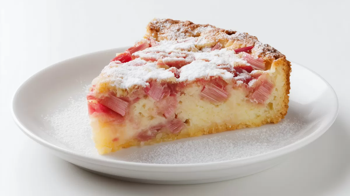 Rhabarber Mascarpone Kuchen fo mit Puderzucker