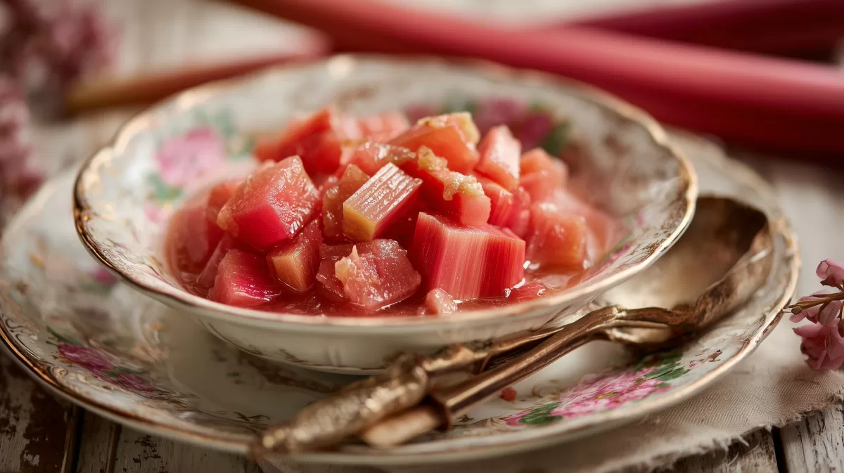 Rhabarberkompott nach Uromas Art in Porzellanschale