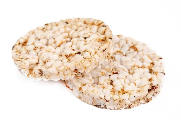 Rice Cakes with Flax and Sunflower above white background