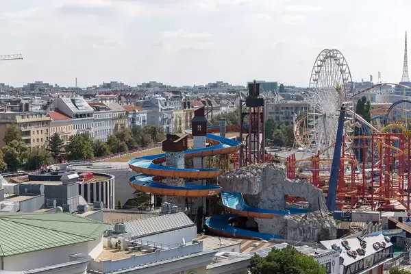 Rides at Prater amusement park in Vienna