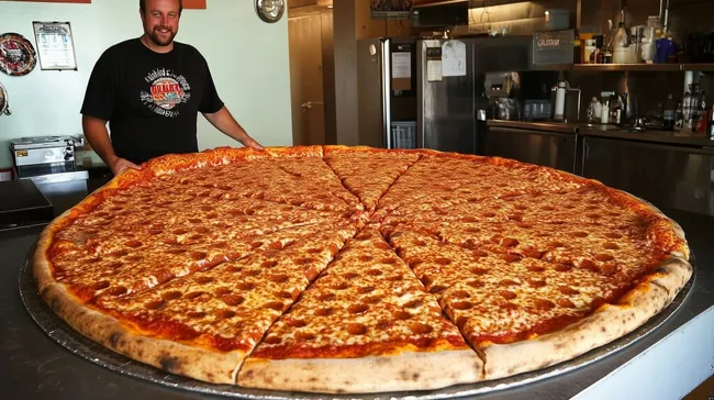 Riesige Pizza in einem traditionellen Restaurant