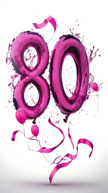 Riesige rosafarbene 80 Geburtstags-Ballons mit Bändern