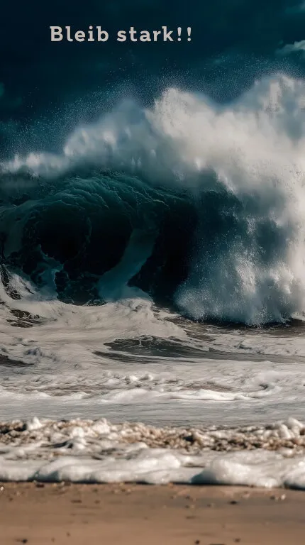 Riesige Welle am Strand - Motivierende Stimmungsaufnahme