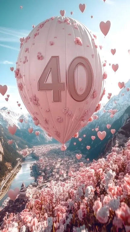 Riesiger rosa Heißluftballon zum 40. Geburtstag