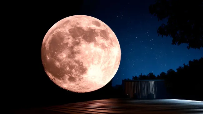 Riesiger Vollmond am sternenklaren Nachthimmel