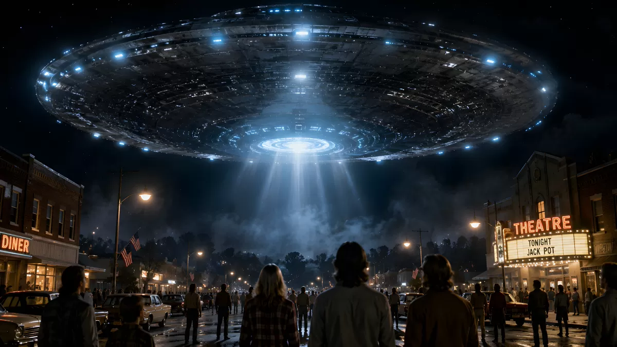 Riesiges UFO schwebt über amerikanischer Kleinstadt