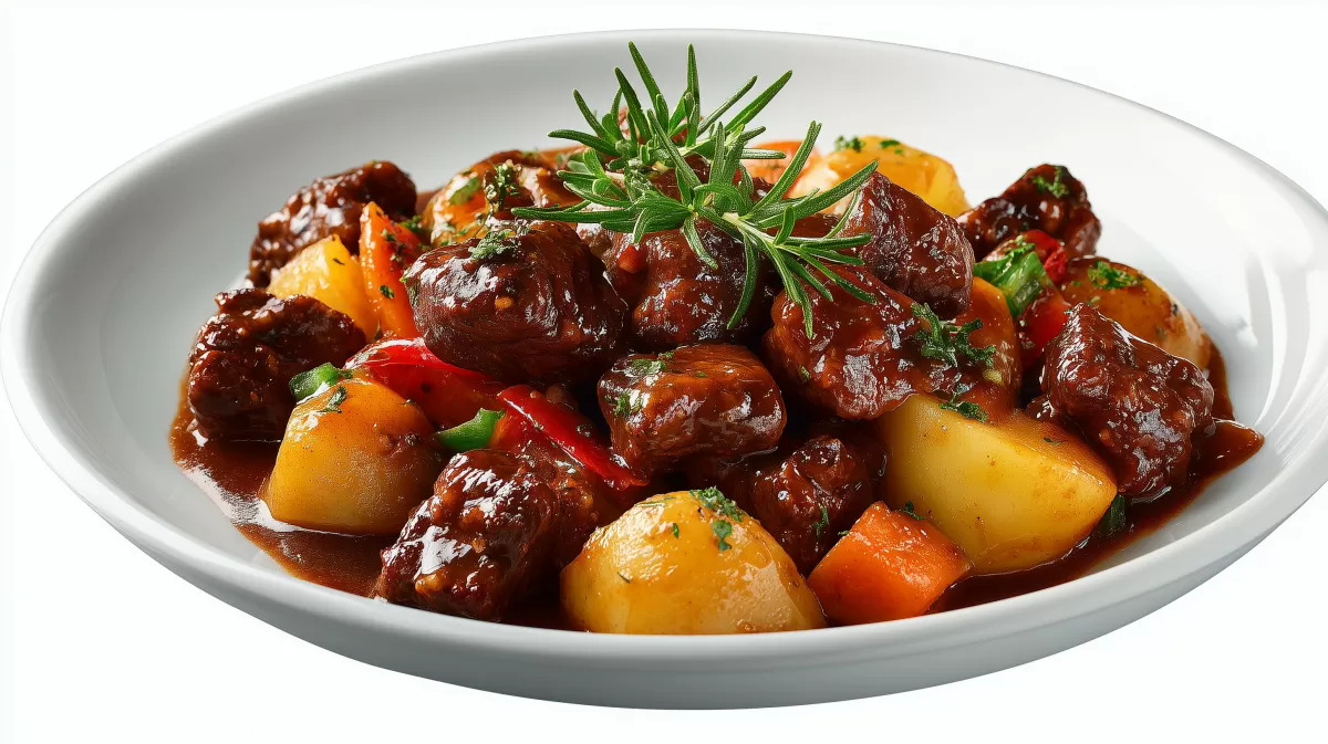 Rindergulasch mit Dunkelbier und Kartoffeln