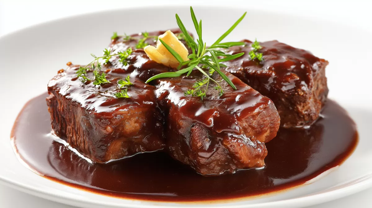 Rinderrouladen Burgunder aus dem Römertopf auf Teller