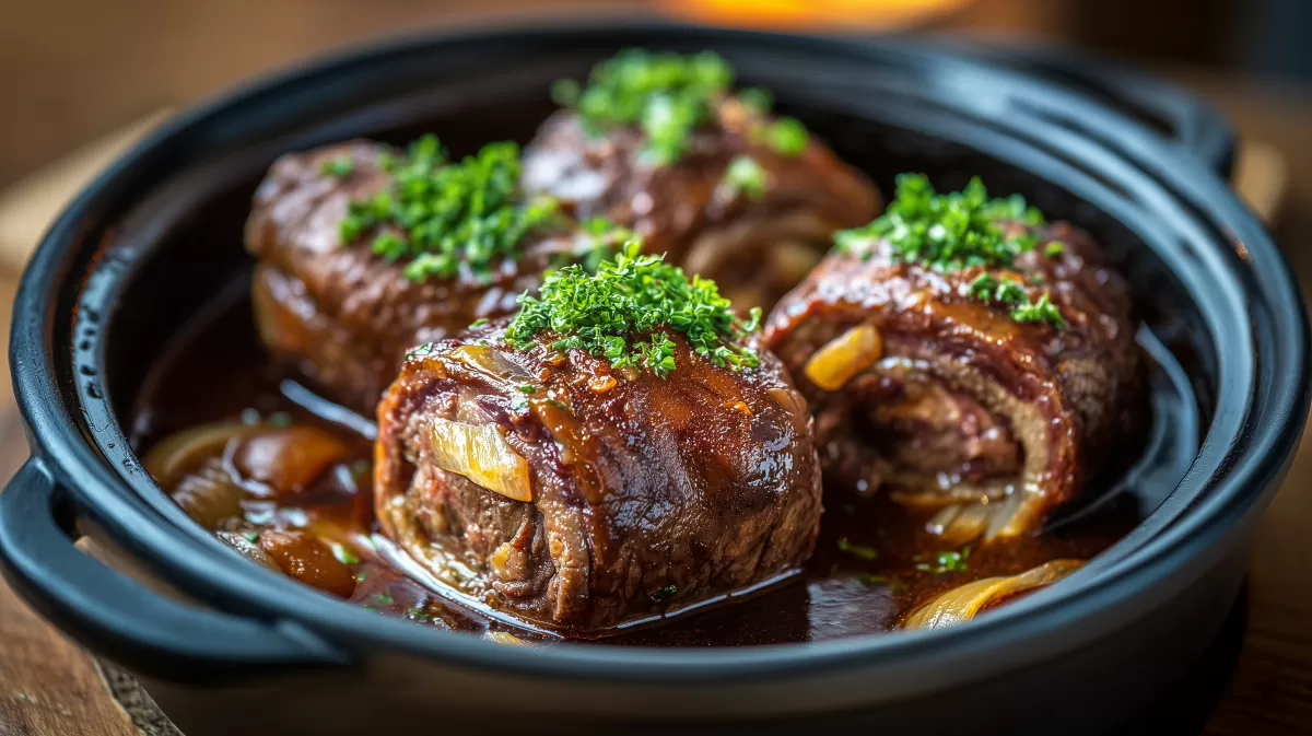 Rinderrouladen Burgunder aus dem Römertopf saftig