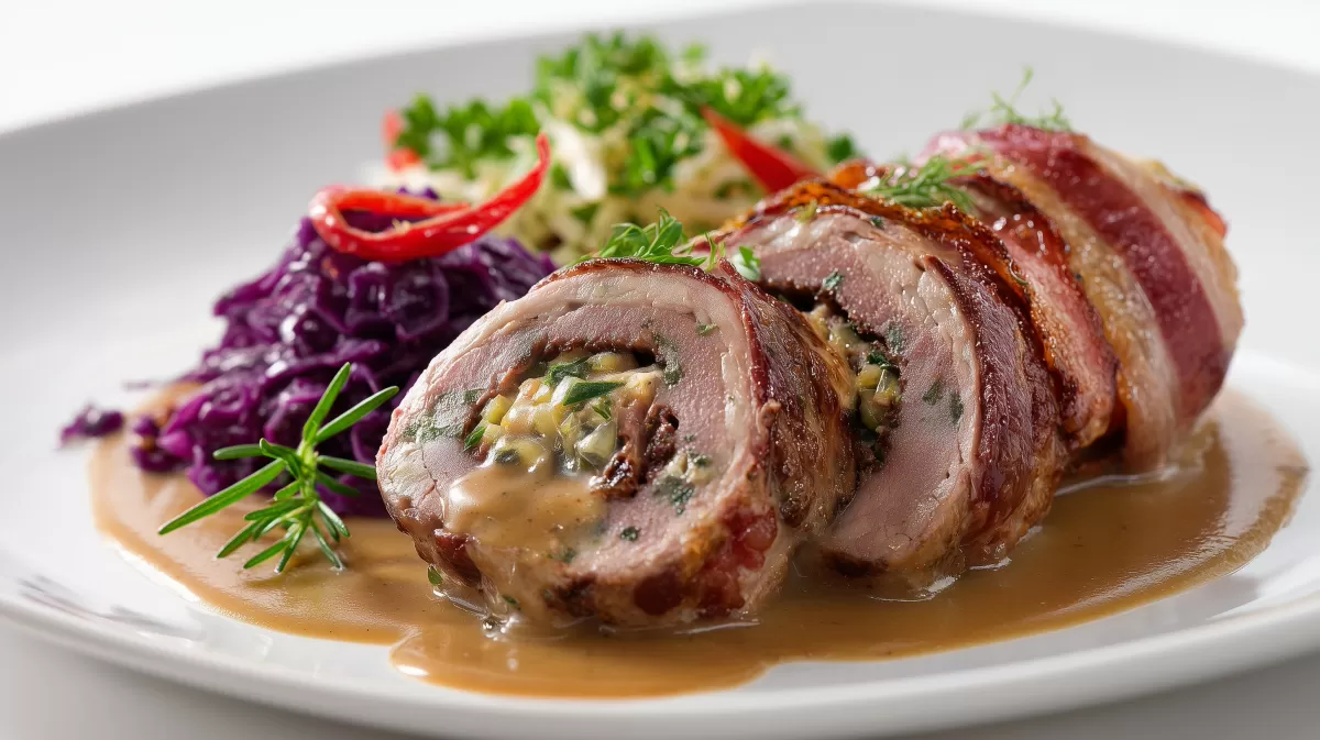 Rinderrouladen klassisch mit Rotkohl und Bratensauce