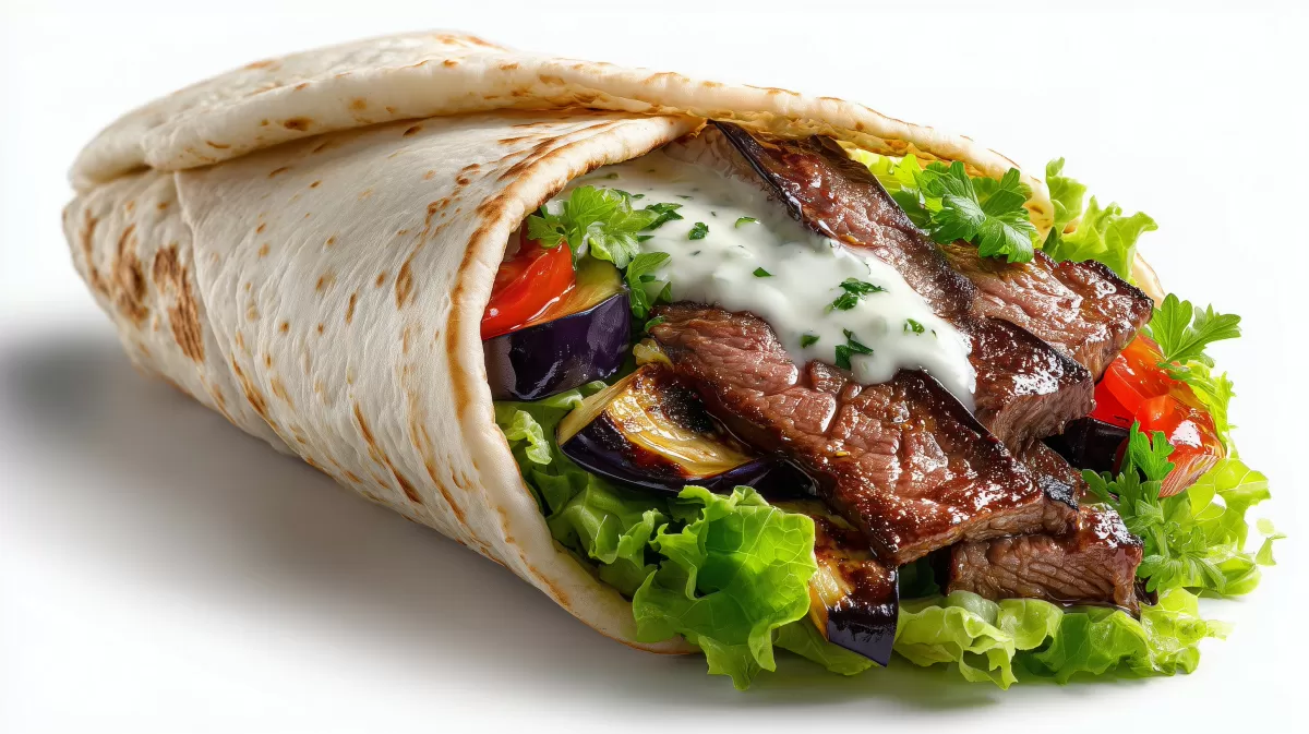 Rindersteak Drm im Fladenbrot mit Grillgemüse