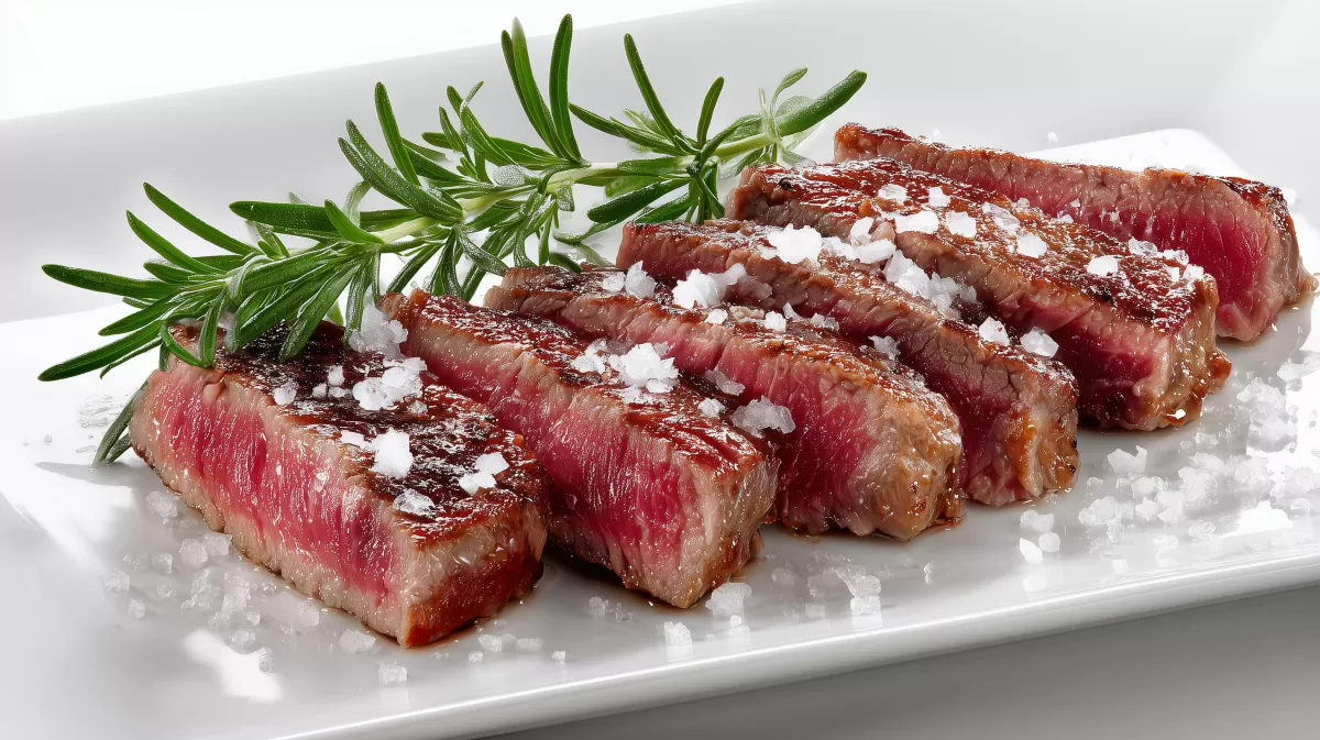 Rindersteaks sanft garen mit Niedrigtemperatur auf Teller