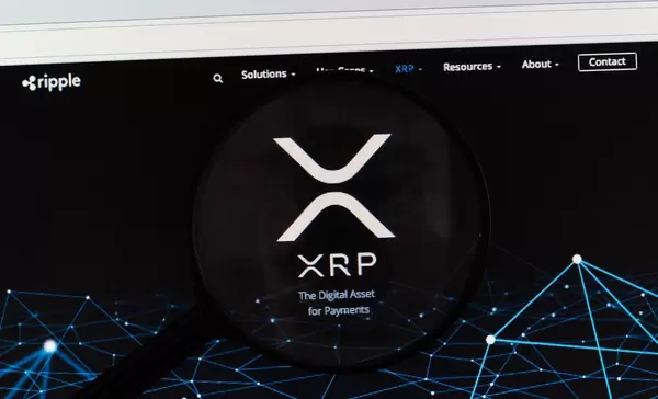 Ripple logo on a computer screen with a magnifying glass