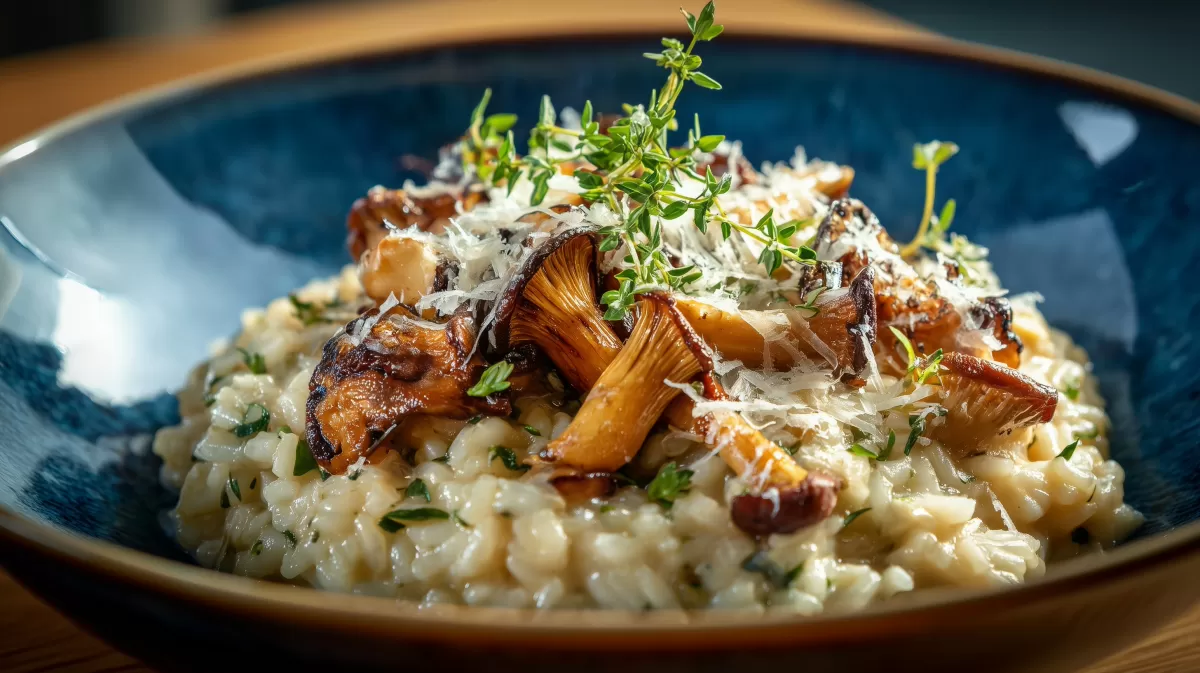 Risotto mit Kräuterseitlingen, Parmesan und Thymian