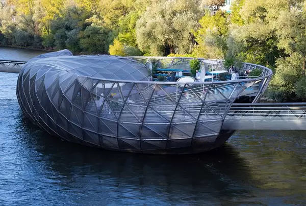 River Mur with the artificial floating platform Mur island
