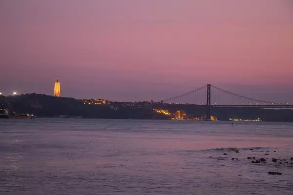River Tagus with Ponte 25 de Abril and Cristo Rei