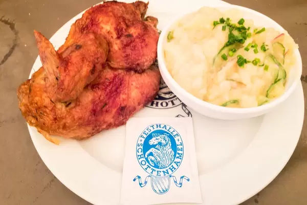 Roast chicken with potato salad