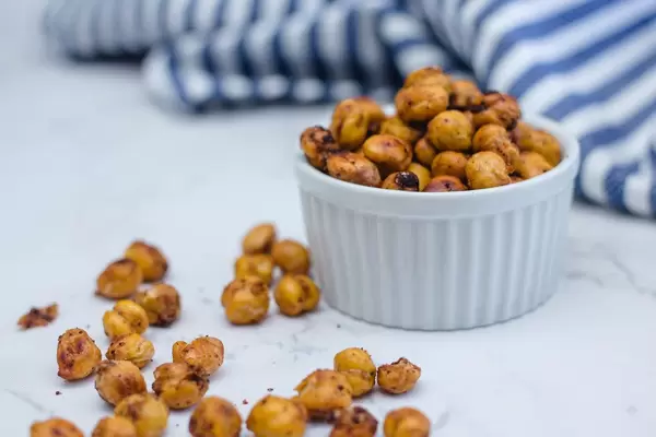 Roasted Chickpeas with Spices in a White Bowl  (Flip 2019)