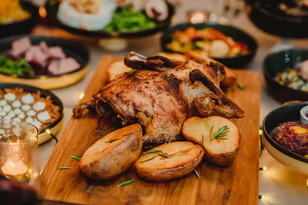 Roasted Duck With Potatoes And Sidedish