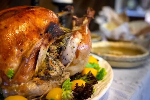 Roasted stuffed turkey