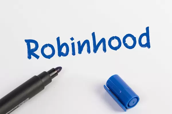 Robinhood text with blue marker pen