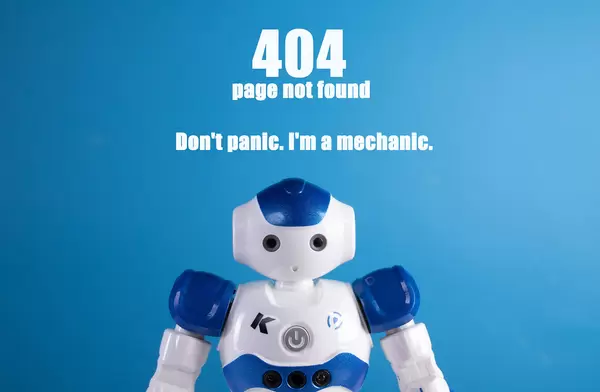 Robot with 404 page not found text