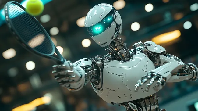 Roboter spielt Tennis mit Schläger