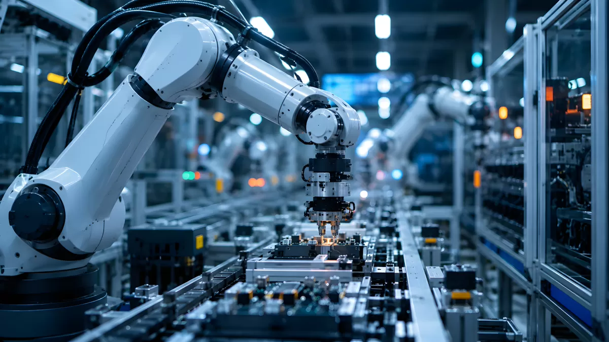 Roboterarme in moderner Elektronikfertigung