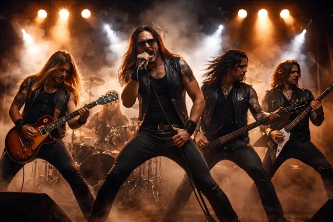 Rockband Live-Auftritt mit Sänger und Gitarristen