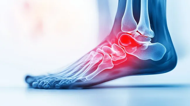 Röntgenaufnahme des verletzten menschlichen Fußgelenks