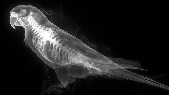 Röntgenaufnahme einer exotischen Papageienart