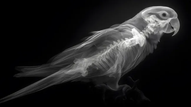 Röntgenaufnahme eines exotischen Papageien