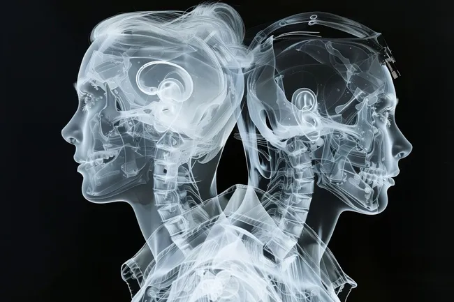 Röntgenaufnahme zweier Personen in Profilansicht