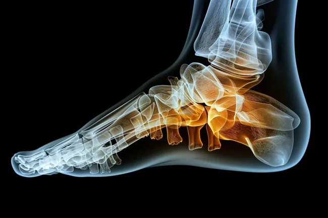 Röntgenbild eines schmerzhaften Fußes mit Verletzung