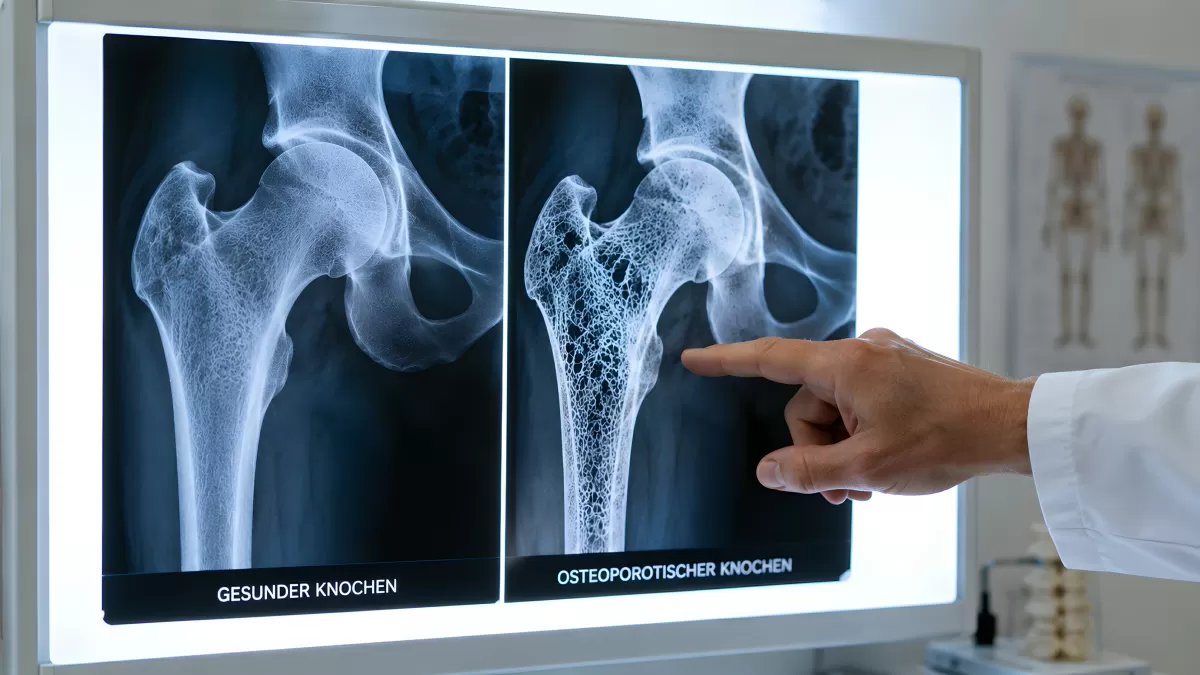 Röntgenvergleich gesunder und osteoporotischer Knochen