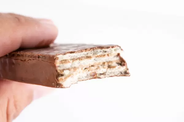 Roger Chocolate Nougat bar in the hand